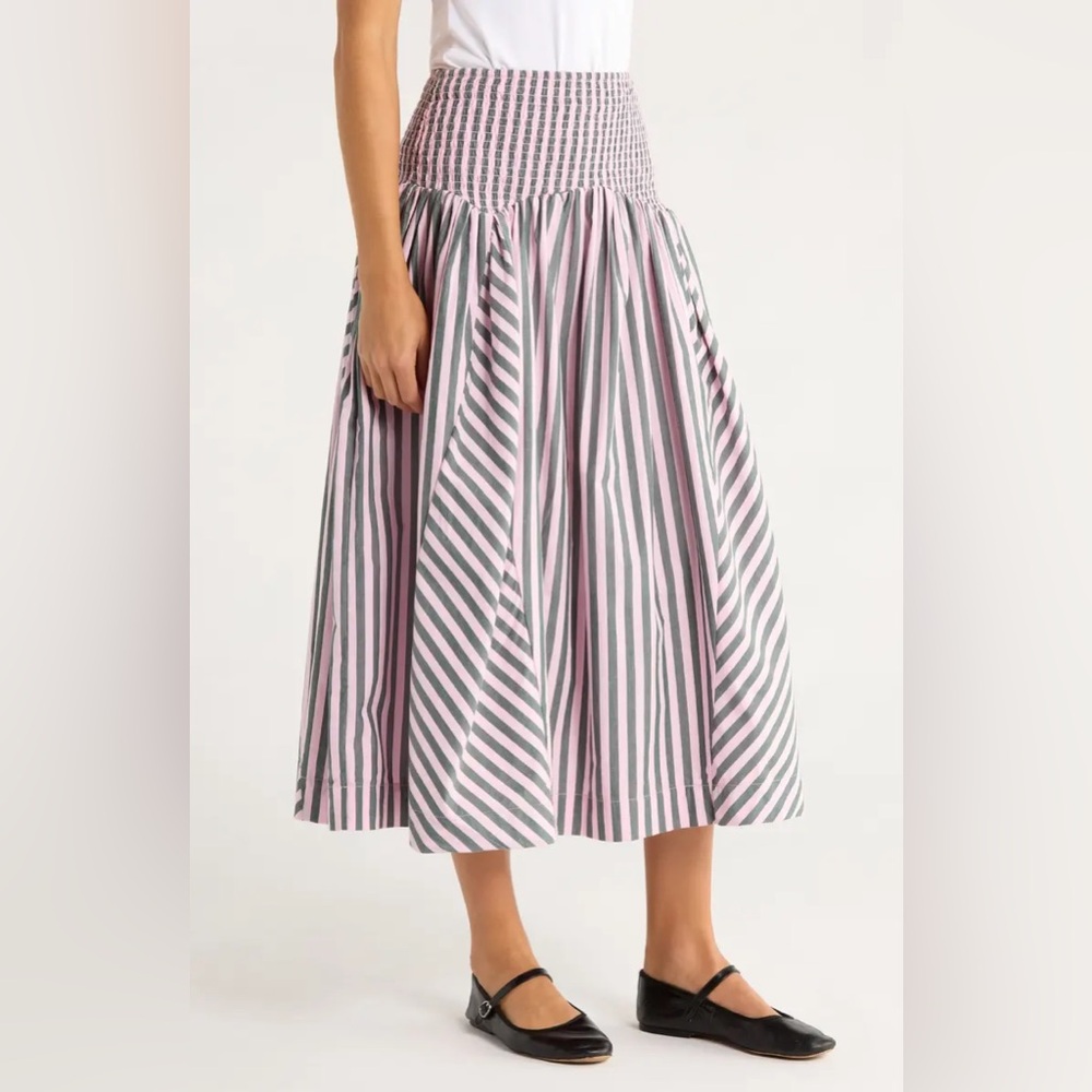 Damson Madder Layla Godet Organic Cotton Midi Skirt - Picture 4 of 9